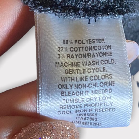 Caslon Navy Cotton Split V-Neck Hooded Pullover Two Pocket Pullover Sweatshirt - Picture 7 of 8